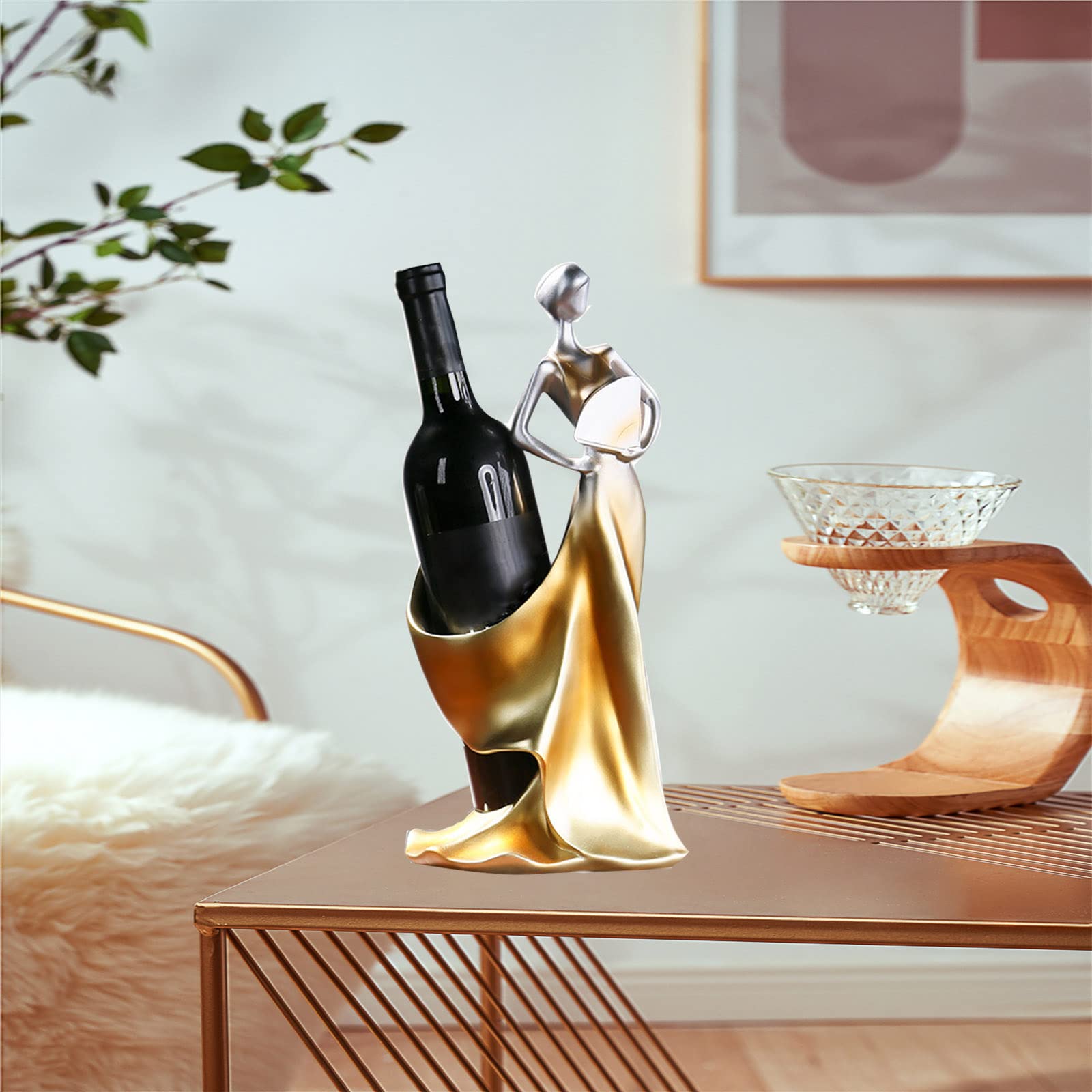 Chef Porte-bouteilles Vin En Polyester – Statue Déco Cuisine, Avec étagère Et Porte-bouteille Intégré