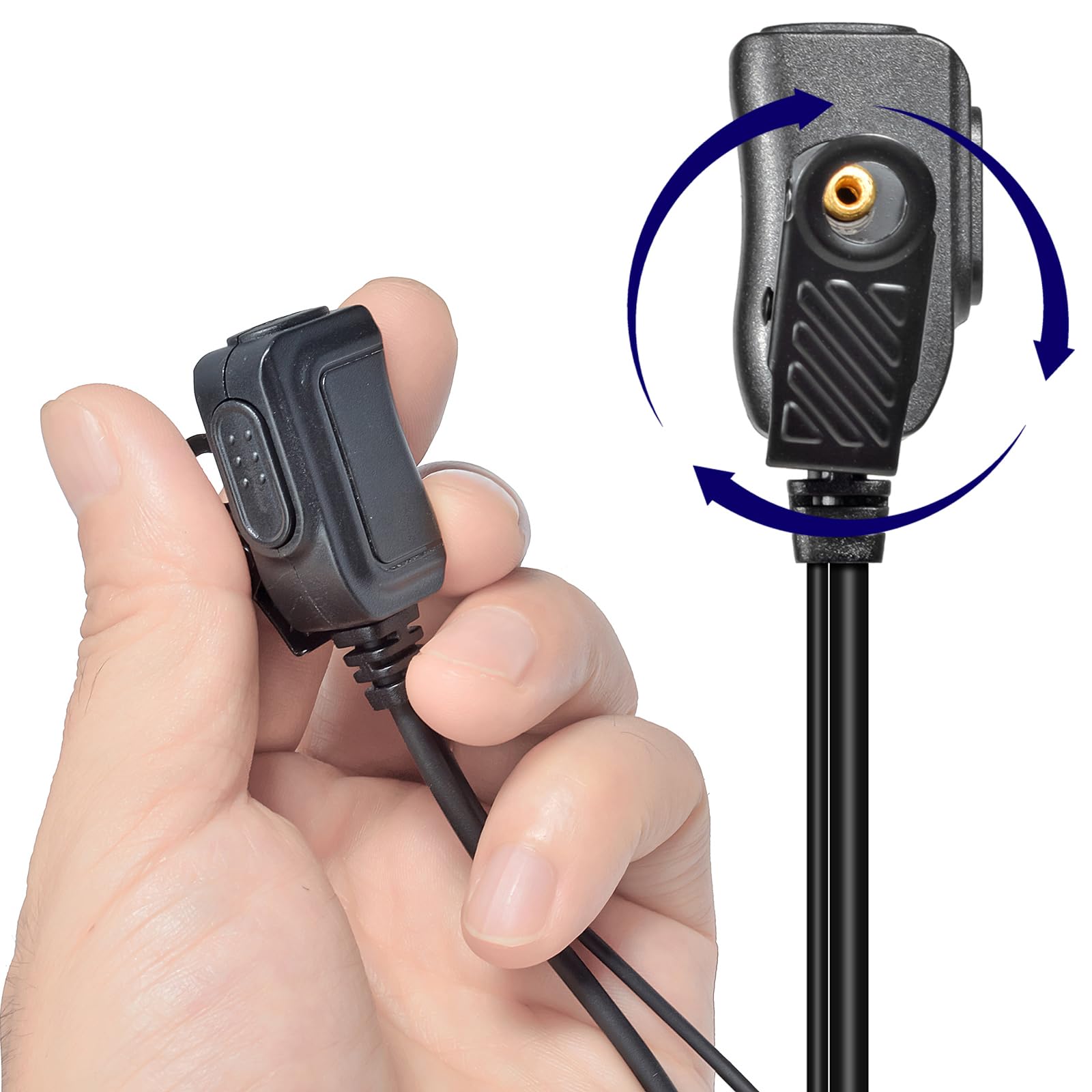HYS Zestaw słuchawkowy | zestaw słuchawkowy PTT w kształcie G | 2-biegunowy do radiotelefonów | kompatybilny z Midland G7 pro G8 G9 Pro M24 Plus M48 M99 G6 XT G7 XTR Alan HP450 (RED03C, 6)