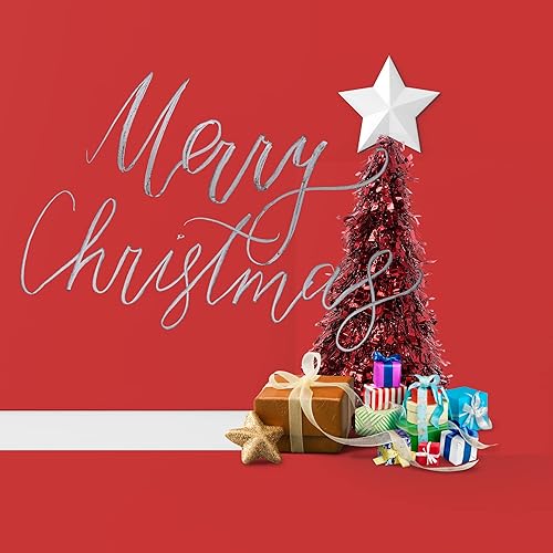 Miniatura 7 de KRE - Árboles de oropel en forma de cono rojo con purpurina de Navidad, 10 pulgadas, viene con un extra de suministros de decoración Jedsar para