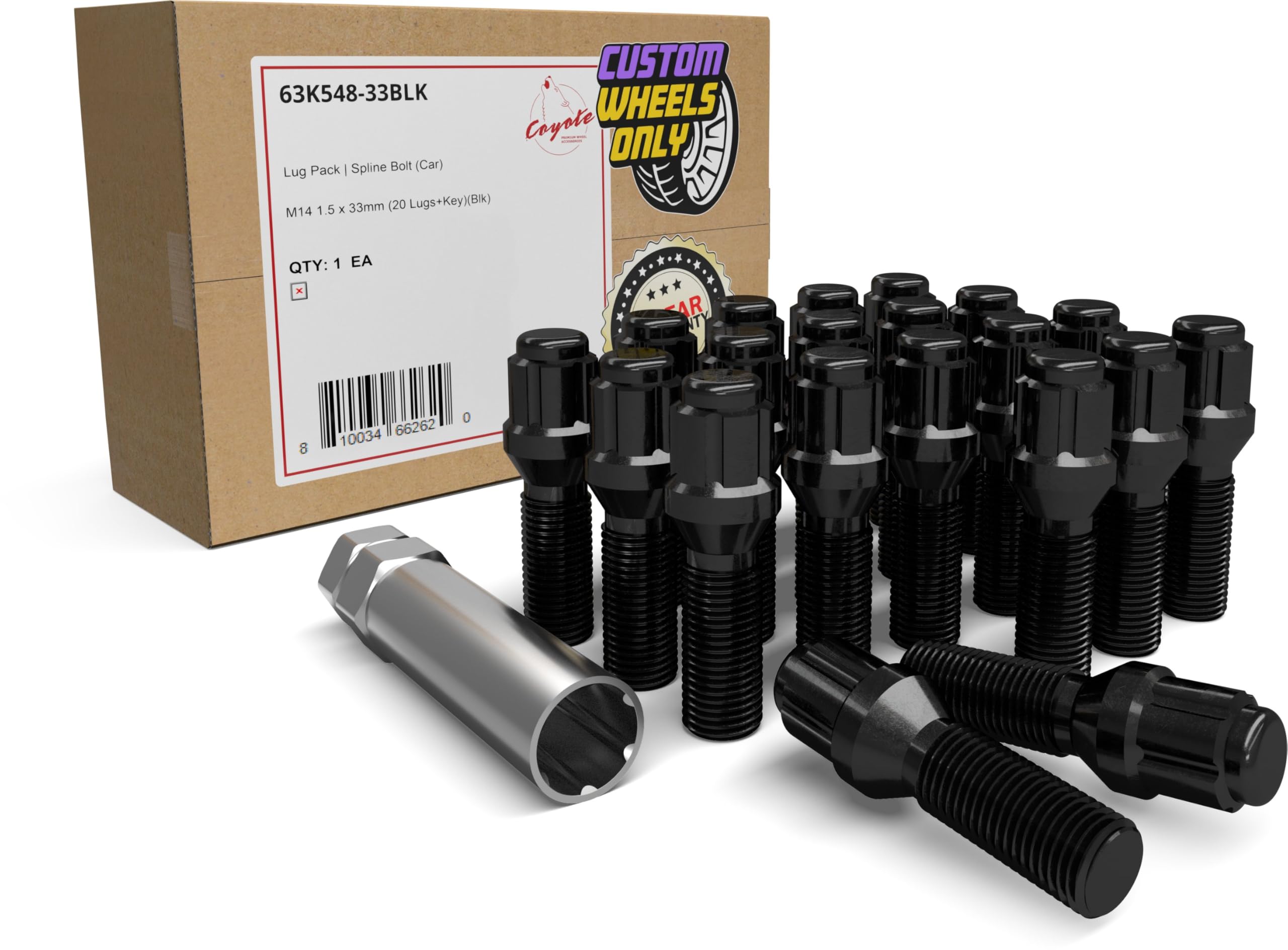 Wheel Accessories Parts 20 Pcs M14 x 1.50 Thread Acorn Seat Spline Lug Bolt Black Finish 33mm Shank Length Car Spline fits Land Rover Range Rover ｜ Volvo S60 S90 XC40 XC60 XC70 XC90 ｜ Older BMW
