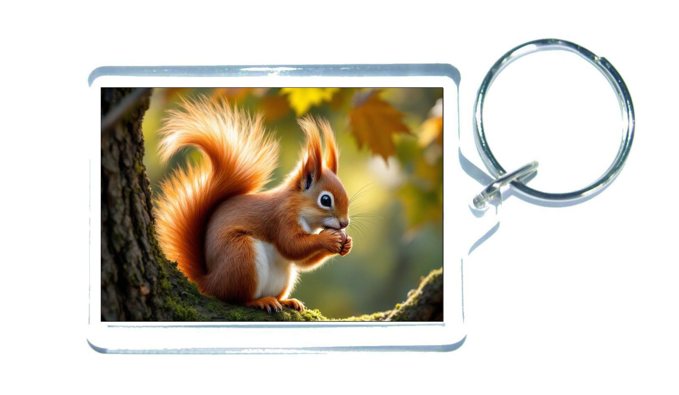 Animal Keyring Gift – Red Squirrel On A Branch - Fun Cute Garden Wildlife Novelty Present