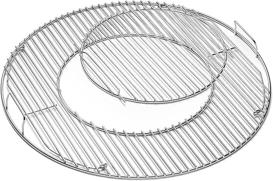 Grill Grate for Weber 8835 with Handle, Hinged Cooking Grate Replacement fit for 22.5 Charcoal Kettle Grills One-Touch Silver Master-Touch Performer, 21.5" 21.5" Gourmet BBQ System
