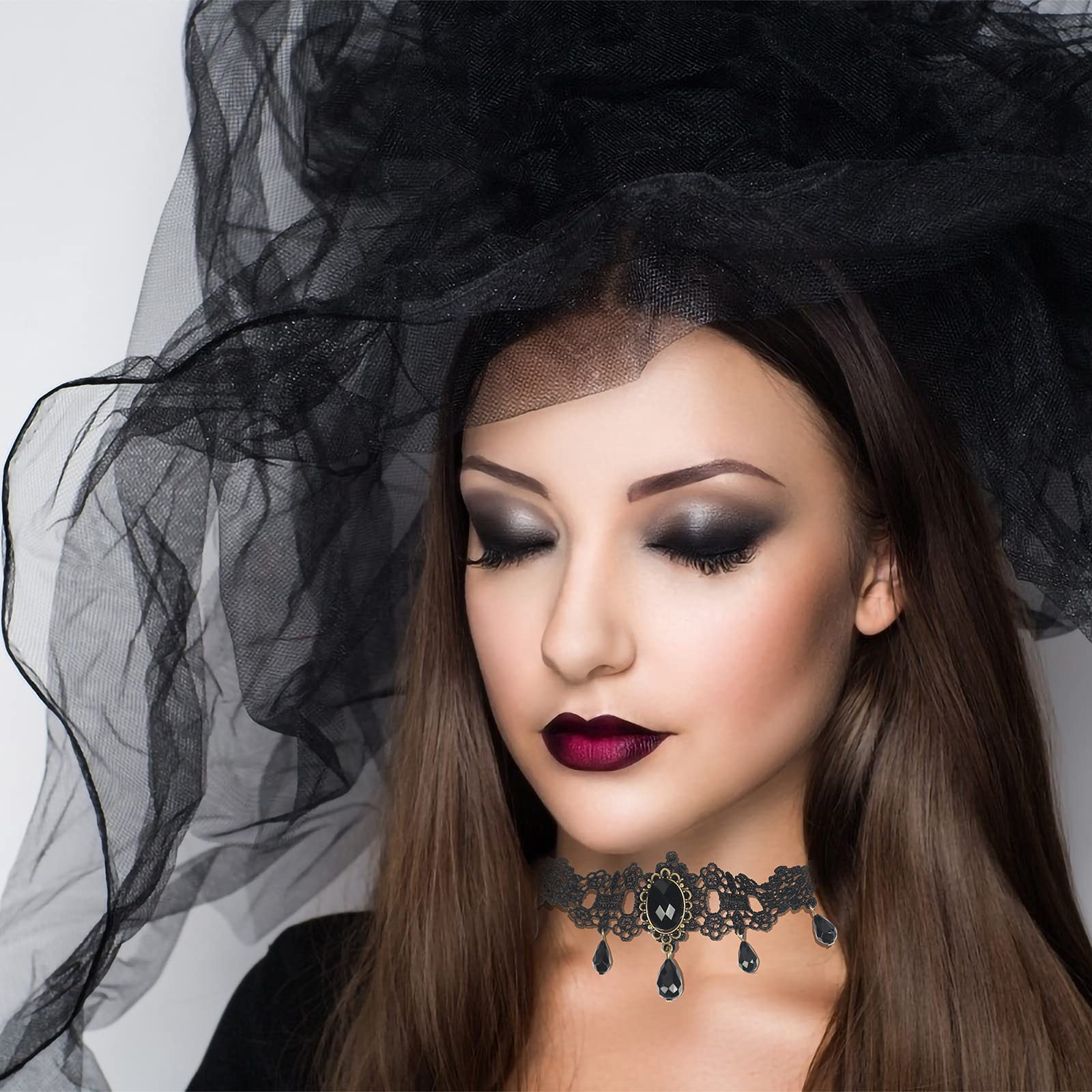 Accessoire Gothique Halloween 4 Colliers Gothiques Ras Du Cou - Chaîne Noire Vintage Pour Style Lolita Et Soirée Accessoire Lolita Halloween