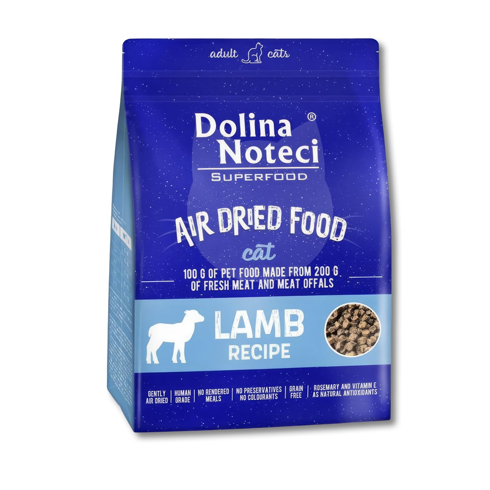 Air Dried Cat Food -SUPERFOOD- Complete Nutrition Food for Adult Cats with High Meat Content and Natural Ingredients - Dolina Noteci
