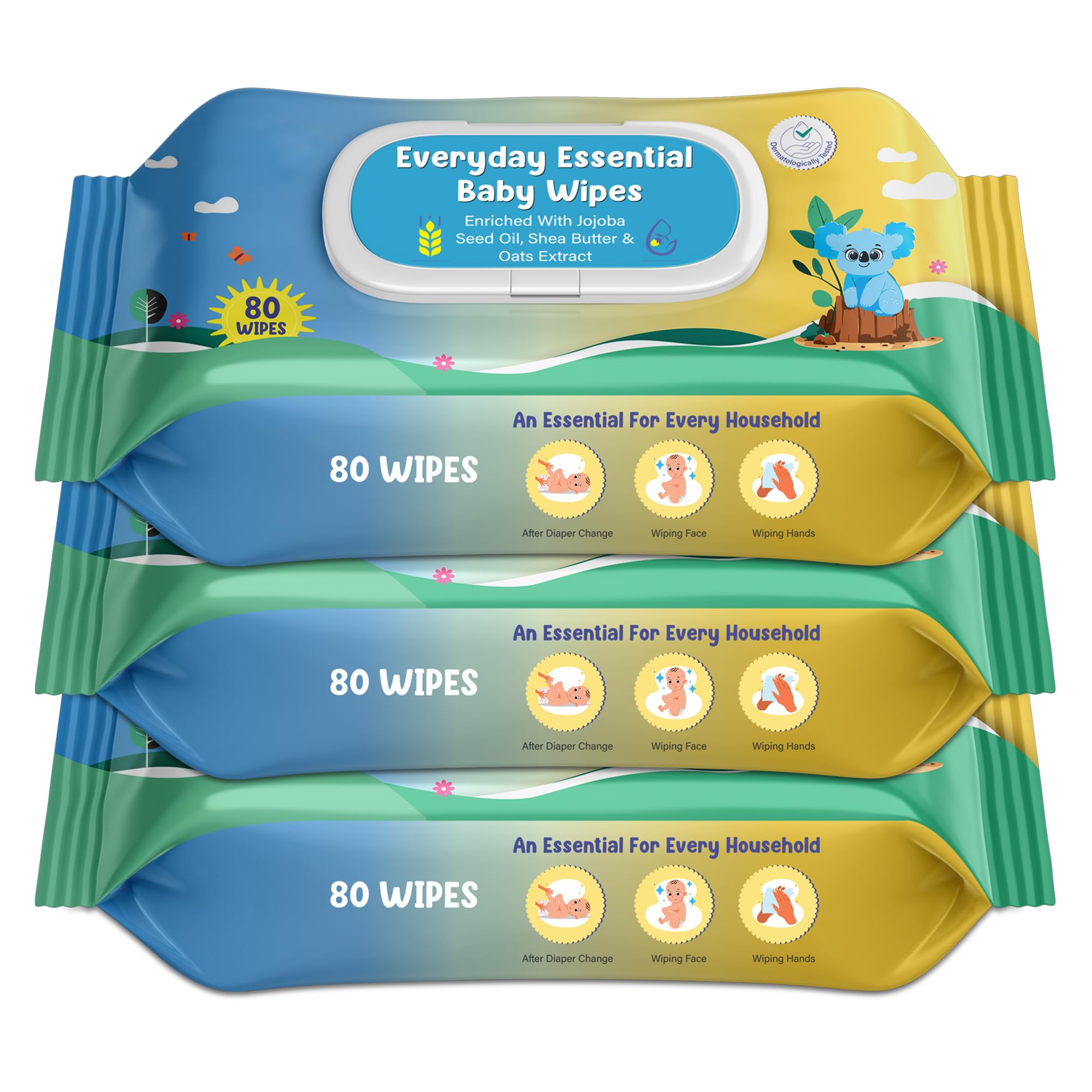 MUMta Cleansing Baby Wipes, Enriched with Aloe Vera, Jojoba seed oil, Shea Butter & Vitamin E - 80 Counts/Pack| Essential Wet Wipes with Lid, Alcohol and Paraben free wipes for Babies/Kids (Pack of 3)-image-48