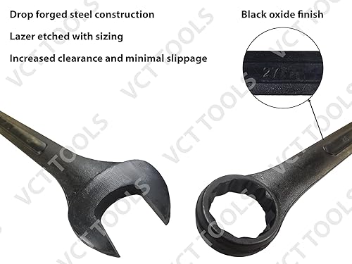 Miniatura 5 de VCT Juego de llaves combinadas de panel elevado de 16 piezas, juego de llaves métricas de 12 puntos, 0.236-1.260 in
