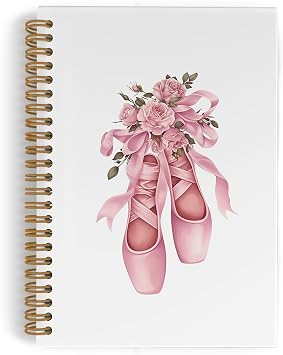 Coquette Pink Bow Ballet Dance Spiral Notebook, Dancer Teacher Gifts Journal Notebook, Inspirational Ballet Gifts Notebooks for School Work, Dancing Office Supplies Gifts for Girls Women, 5.5x8.3 Inch