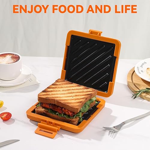Miniatura 7 de Toastie Sandwichera para microondas, máquina de panini de placa antiadherente, versátil tostadora pequeña, apta para tostadas en horno de