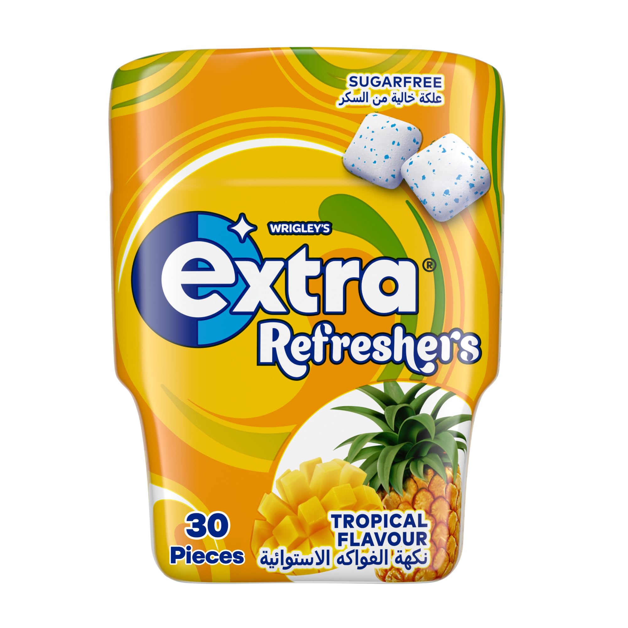 Gum Refreshers Tropical, Sugar Free Chewing Gum 30 Pieces, Get Fresh on the Go, and Ready for Every Opportunity