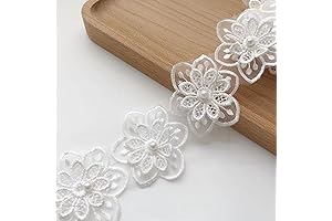 3Yards Flower Lace Pearl Trim,Embroidered Sewing Lace Applique