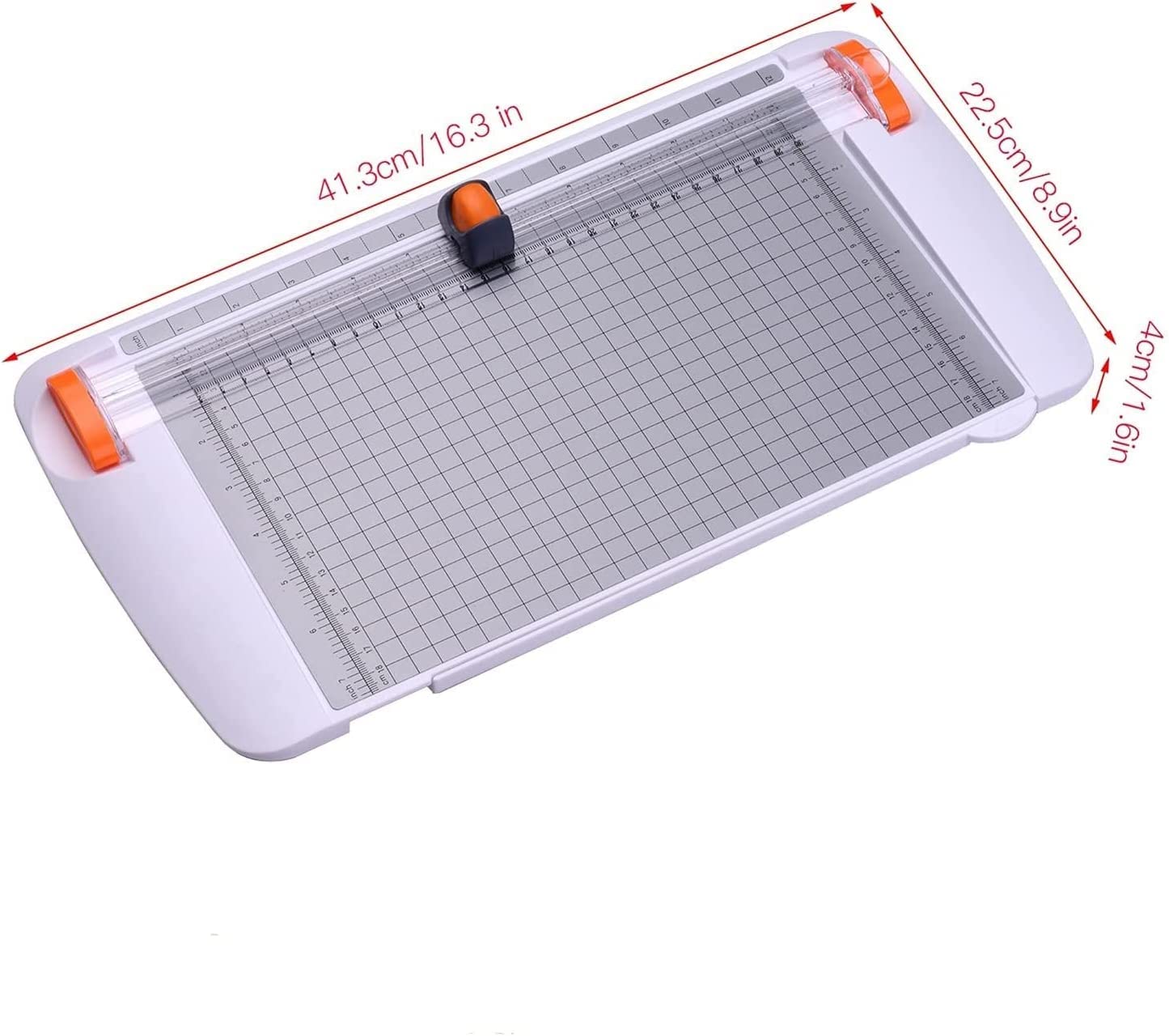 Papierschneider, Manuelle Papierschneidemaschine A4 Weiß mit Handlauf und Klapplineal for Fotoetikettenkarten