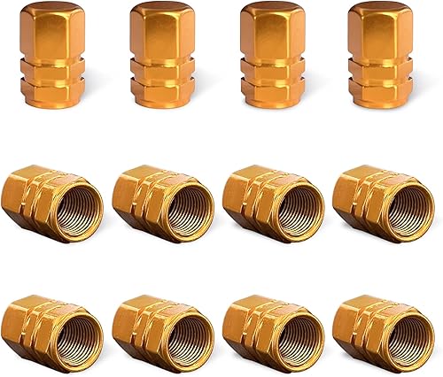 Ziciner Tapones de válvula de neumático de automóvil, cubiertas de vástago de válvula de rueda de aleación de aluminio con anillo de goma,