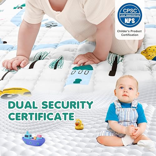 Miniatura 2 de MHOMER Tapete de juego para bebés de 79 x 71 pulgadas, grueso y suave, tapete antideslizante de calidad premium para bebés y niños pequeños,