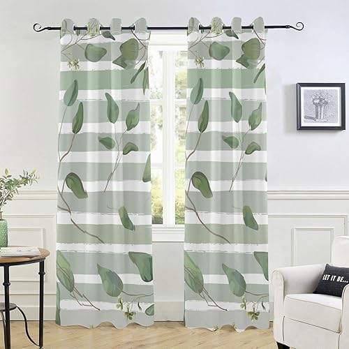 Different Eucalyptus Trees Curtains 84 inches Length Farmhouse Curtains for Window Treatments Curtains for Sliding Glass Door Kitchen Curtains Decor