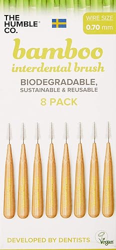 Miniatura 2 de Humble Brush - Cepillo interdental de bambú, color amarillo, tamaño 7, paquete de 8