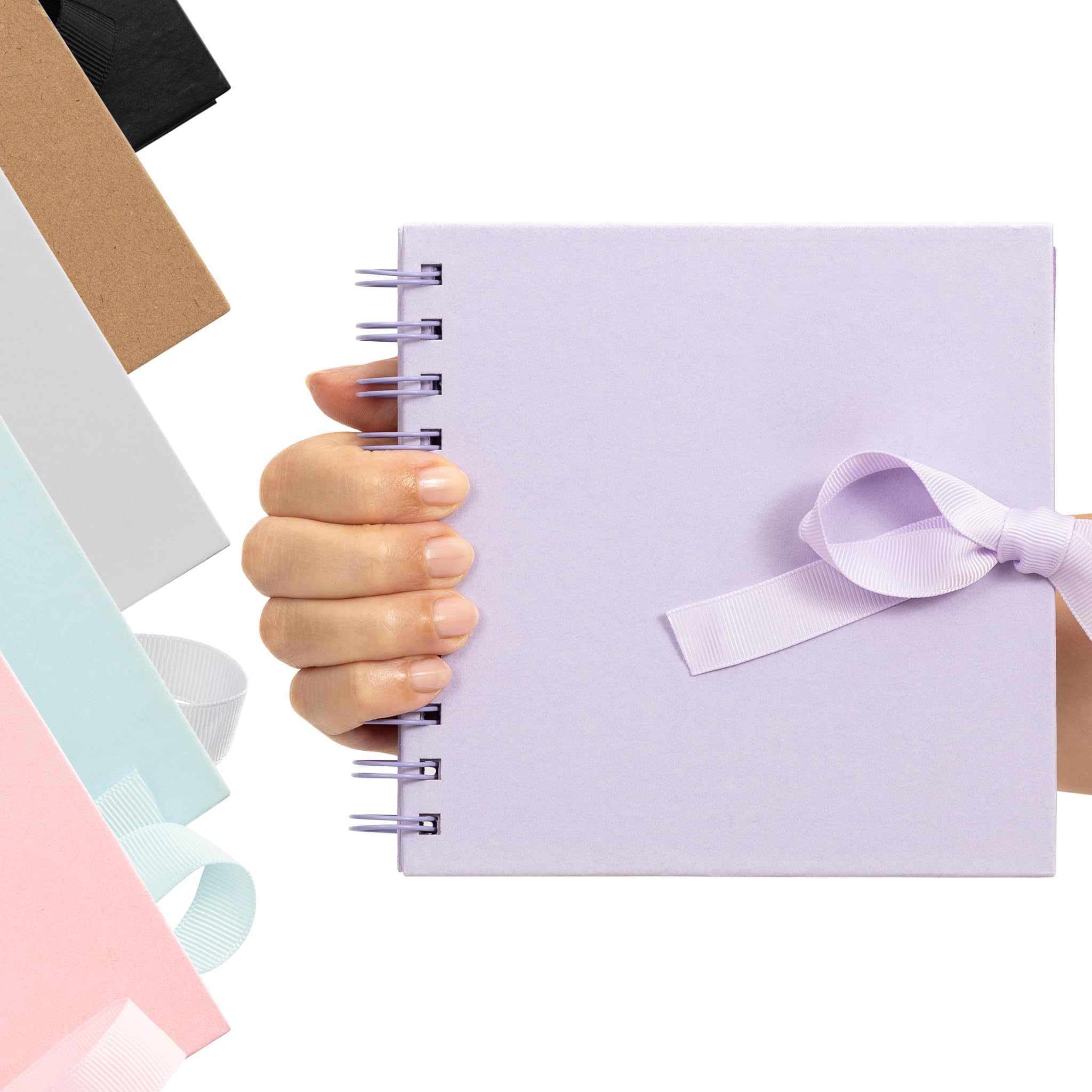 Evelay Purple Scrapbook Photo Album Spiral Bound For Wedding Couple Travel Memory Book With 50 Pages - Small, 6 X 6" (Lilac)