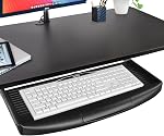 22"Wx11"D Under Desk Keyboard Tray Slide Out, Pull Out Keyboard Tray for Desk, Keyboard Holder Under Desk,Sturdy Keyboard Shelf Under Desk, Black Keyboard Drawer Desk Extender