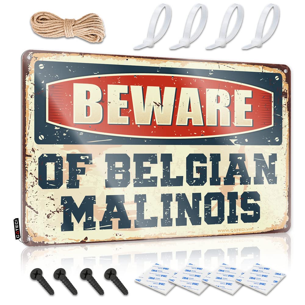 HELIOFORGE Funny Home Sign Beware Of Belgian Malinois Sign Funny Garage Tin Sign Beer Signs Metal Vintage(30X40CM)