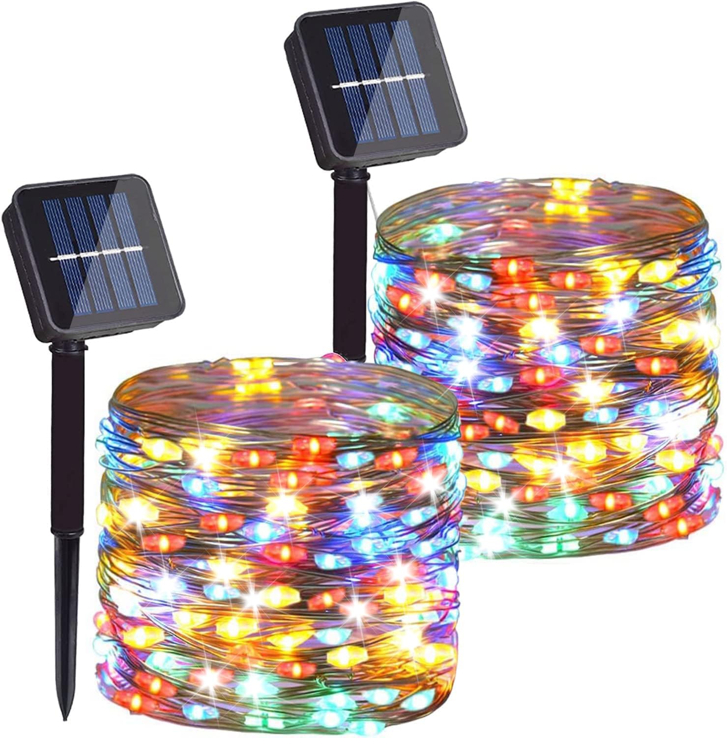 DAYLIGHTIR 2 Pack Total 200 LED 66FT Solar Powered Copper Wire String Lights Outdoor, Waterproof, 8 Modes Fairy Lights for Garden, Patio, Party, Yard, Christmas (Multicolor) โ image 1