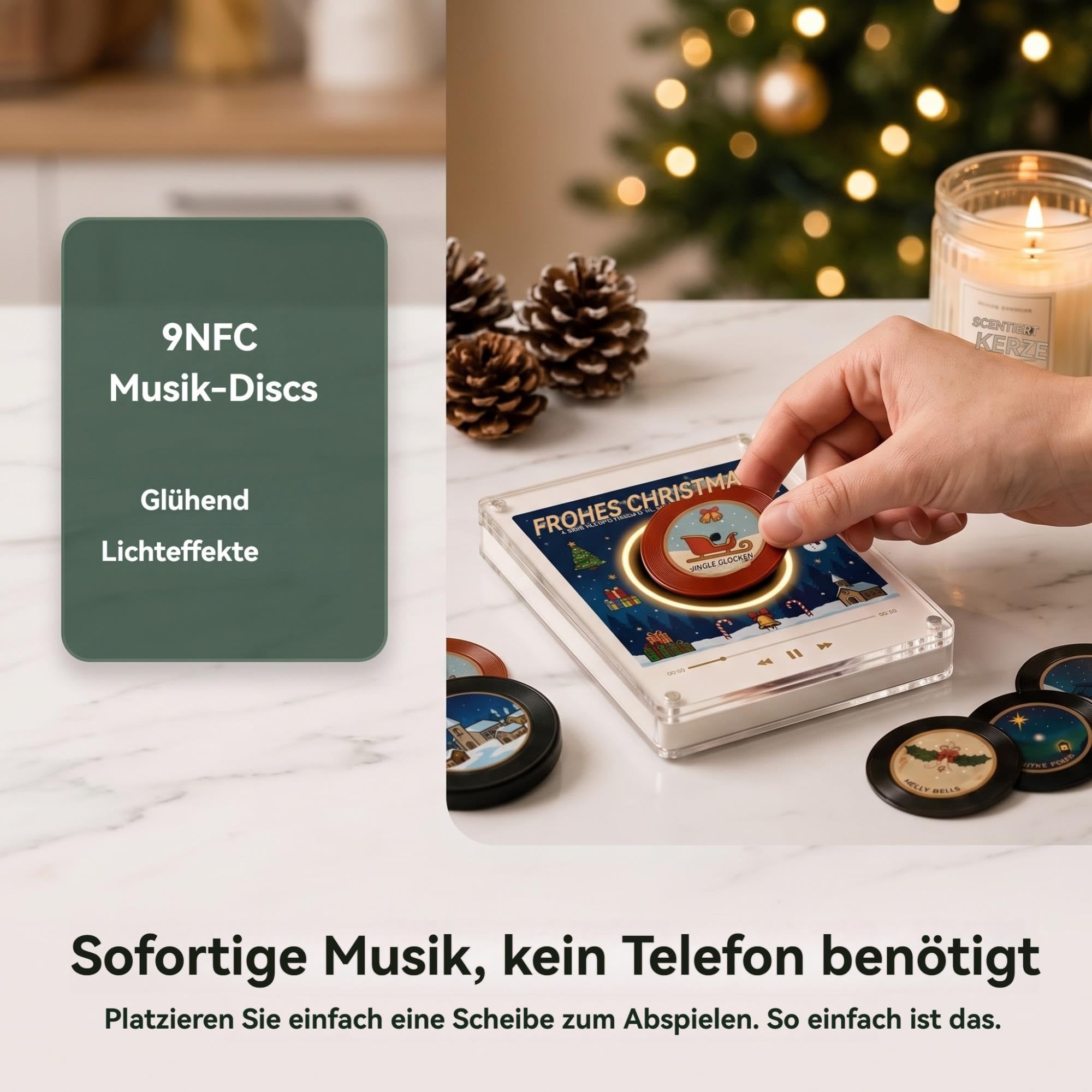Fridge Magnet Music Player Christmas, 9 Disc Magnet Musikbox KüHlschrank