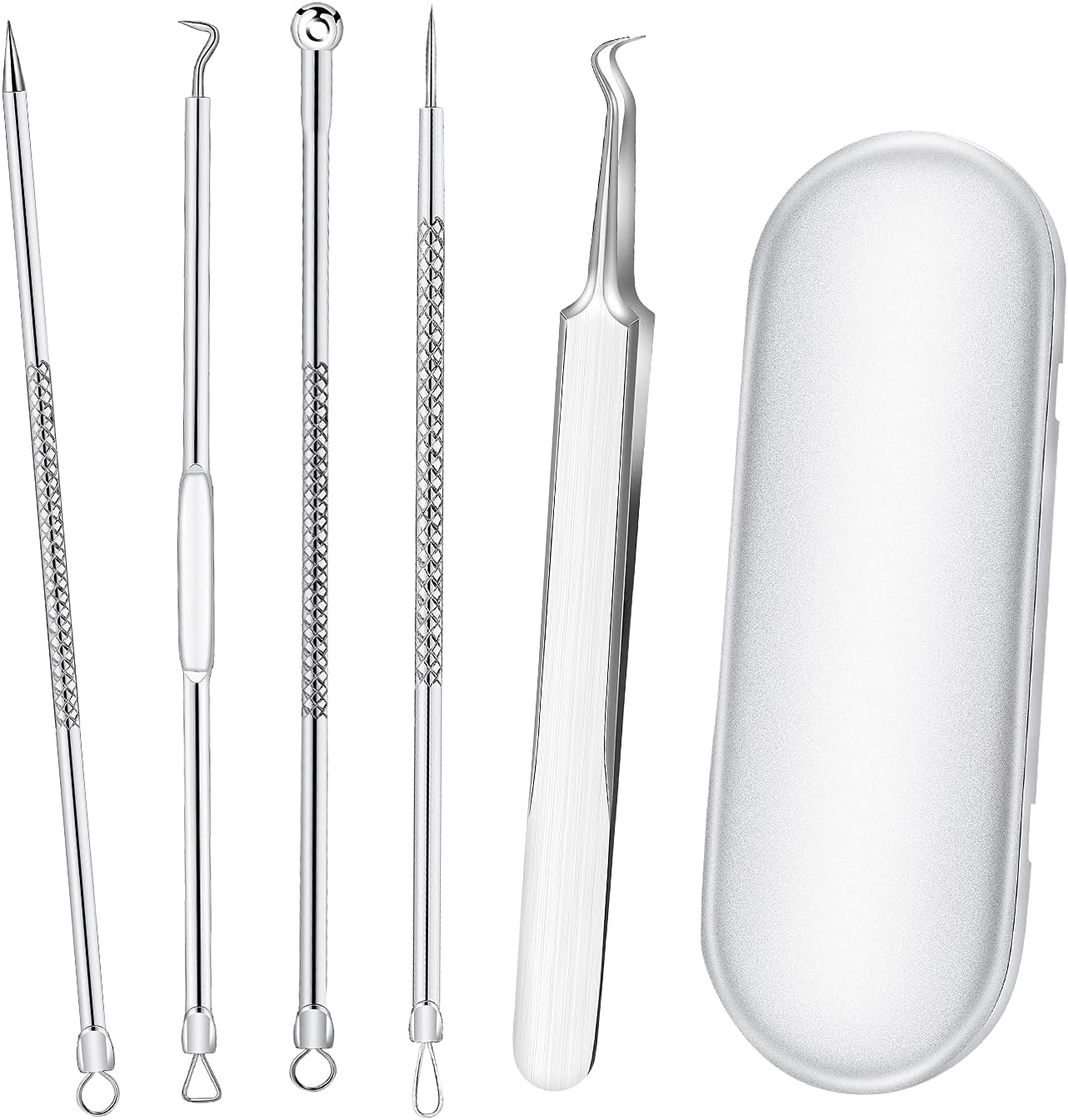 Smukdoo Blackhead Remover Tool Set, 5 PCS Curved Tweezer Blackhead