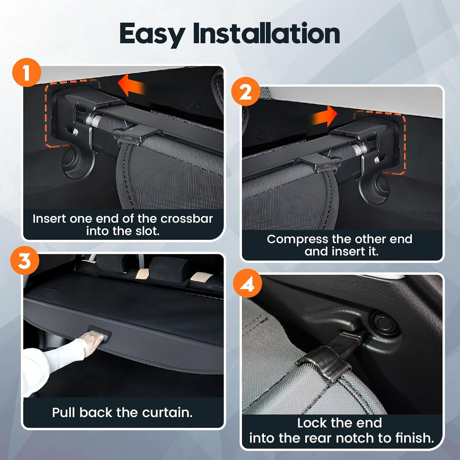 Powerty Cargo Cover for 2022-2025 2026 Jeep Grand Cherokee(2 Row;WL) 4XE Accessories Trunk Cover Retractable Trunk Shielding Shade Cargo Luggage Cover Privacy Screen (Not fit for WK)