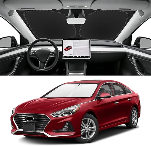 Miniatura 73 de Parasol de parabrisas de ajuste personalizado para Nissan Titan 2017-2024, bloquea los rayos UV y el calor, parasol de ventana delantera, fácil