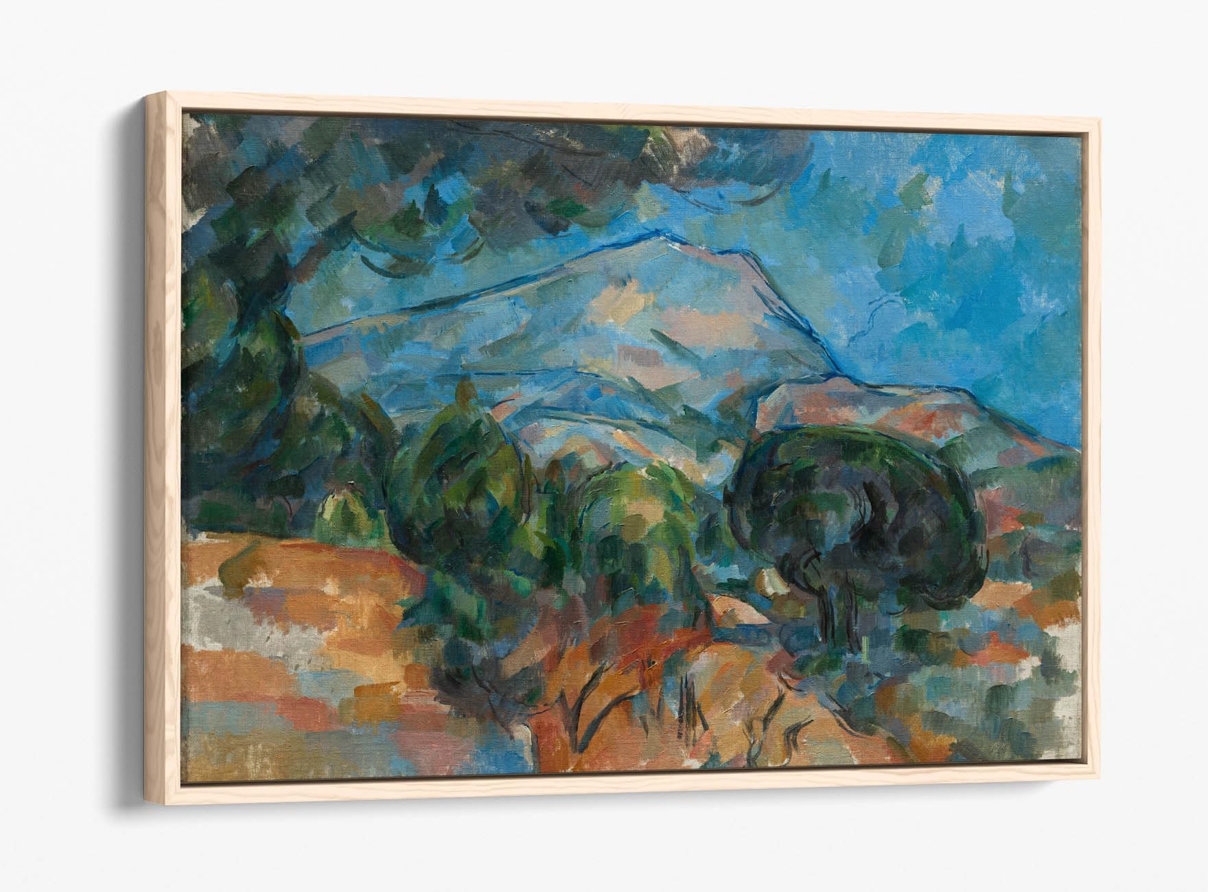 Tableau Mont Sainte-Victoire Cézanne : cadre chêne clair 76x50 cm - 3