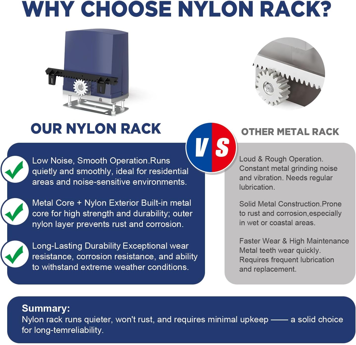 Automatic Sliding Gate Opener 1800lb with 370W Rack Drive Electric Gate Motor for Heavy Driveway Slide Gates with 2 Remote Controls, Infrared Sensor & Nylon Gear Rack