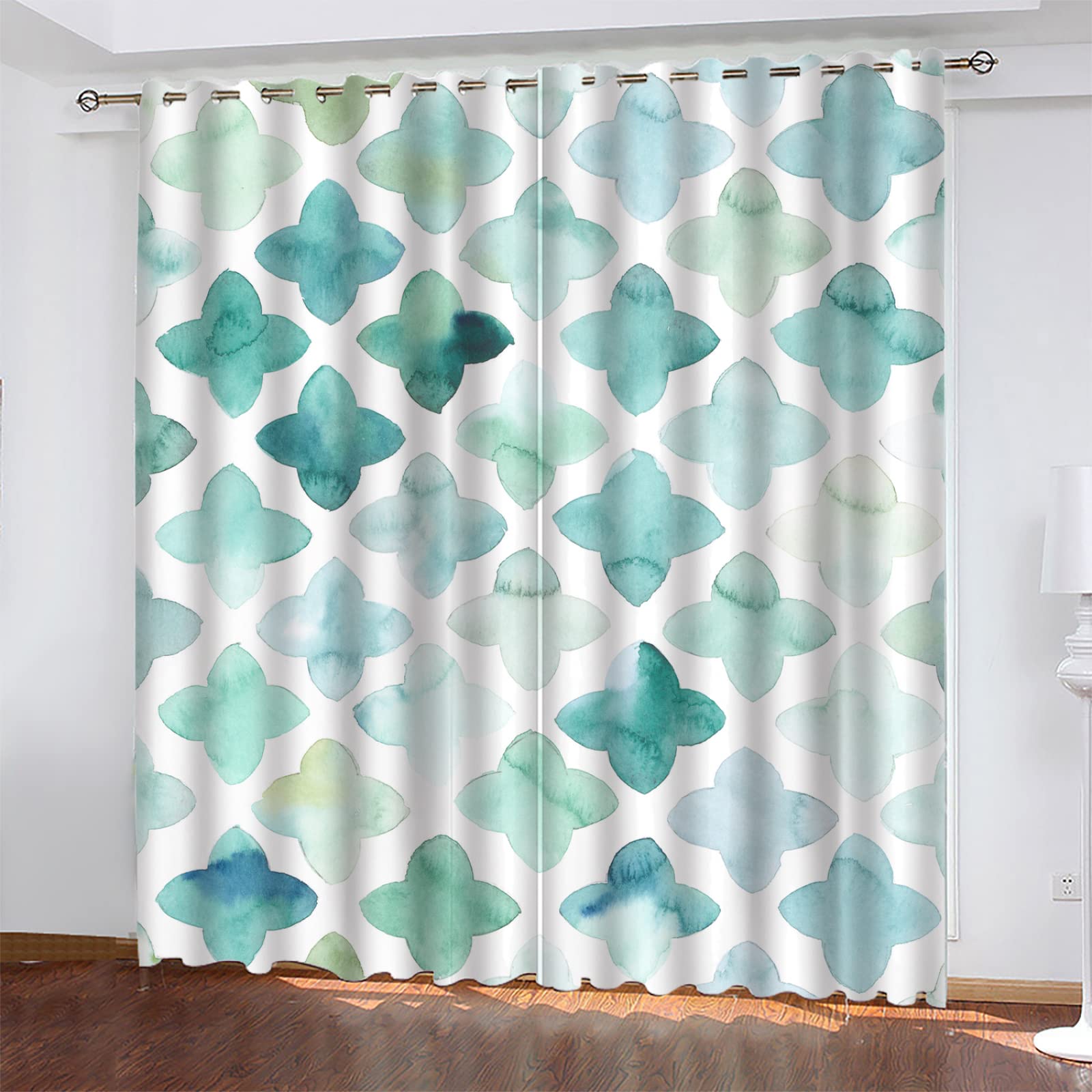 Gardinen Grün Weiß Geometrie Vorhänge Verdunklungsvorhänge Vorhang Blickdicht Gardinen Wohnzimmer Curtains Thermovorhang Schallschutz Vorhang Gardinen