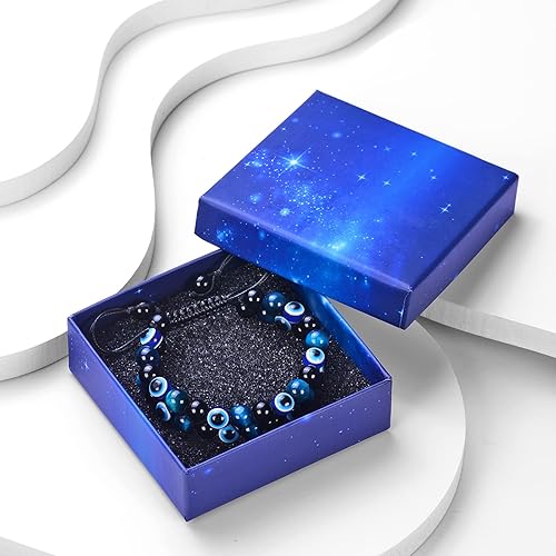 Vista 44 de Evil Eye Bracelets Protection Bracelet Beaded Bracelets Crystal Bracelet for Men Women Bring Luck and Prosperity and Happiness 8mm Blue Tiger