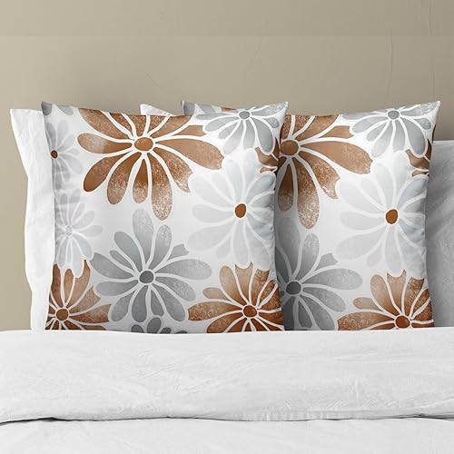 Miniatura 4 de Kawani Juego de 2 fundas de cojín azul marino de 16 x 16 pulgadas, fundas de cojín de flores de dalia aguamarina morada, decoración floral verde