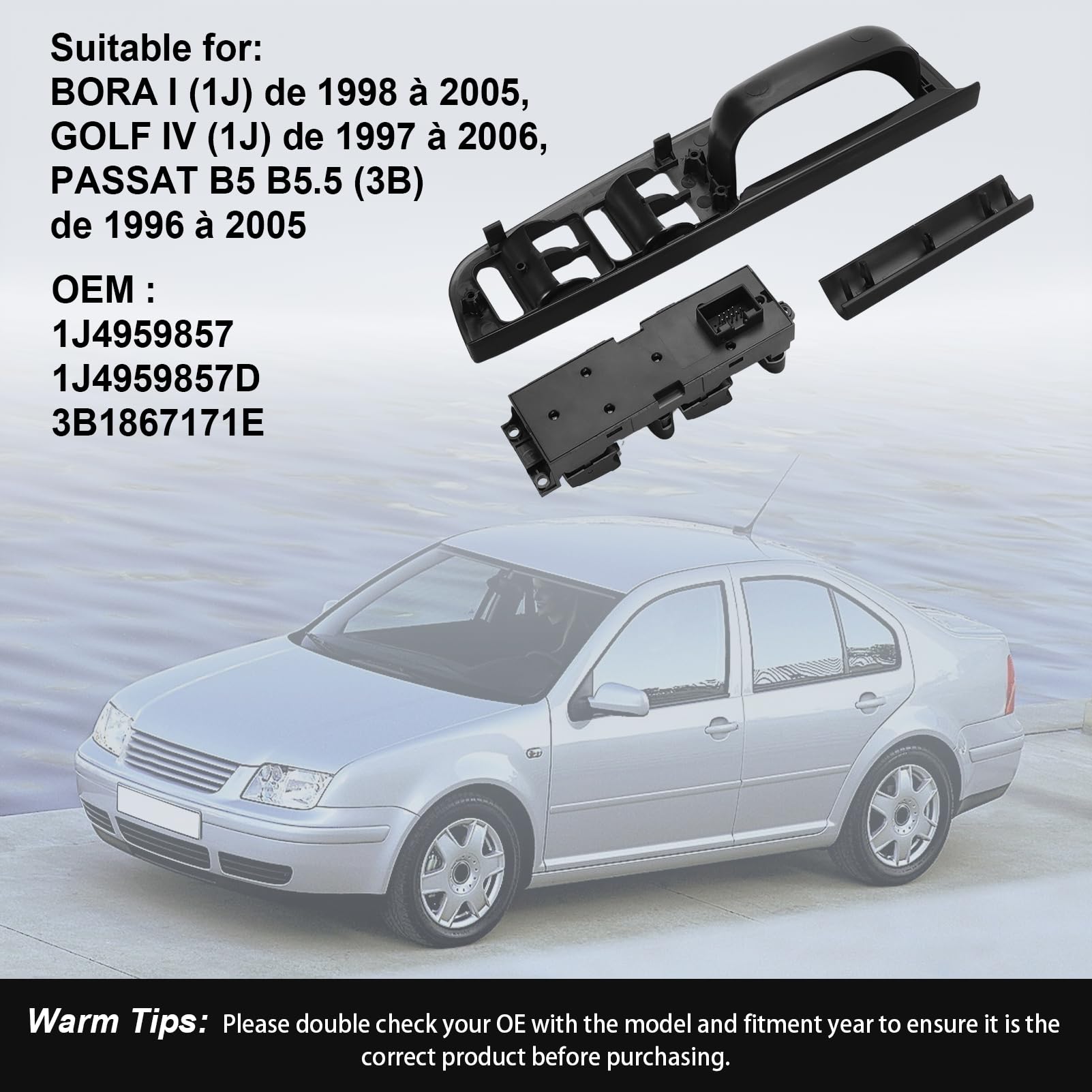Eelantero, interruttore elettrico sinistro a 9 pin, con piastra nera per golf, Jetta, Bora MK4, Passat B5/B5.5 e Seat Leon Toledo #1J4959857, 1J4959857B, 1J4959857D, 3B1867171E