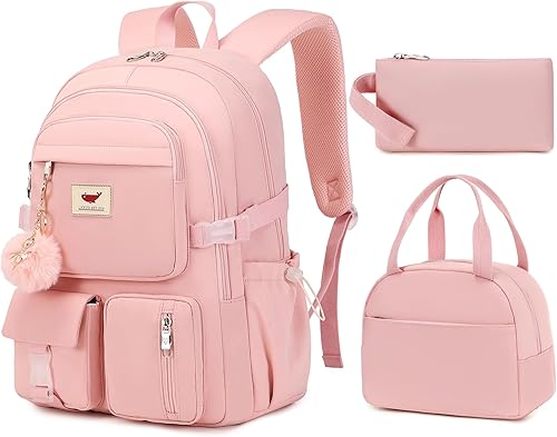 Mochila escolar para laptop de 15.6 pulgadas, mochilas universitarias con lonchera, bolsa para lápices, juego de 3 bolsas para libros para