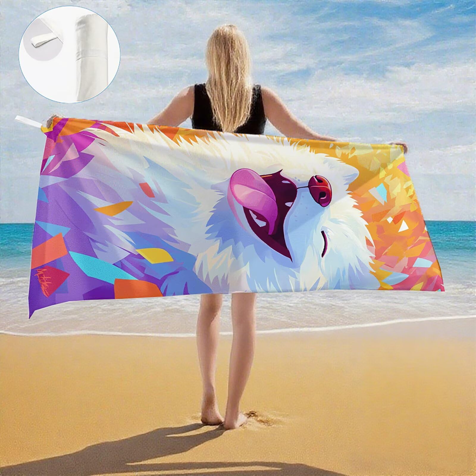 Toallas de Playa Microfibra Perro Toalla Playa Grande 100 x 180 cm Mujer Hombre Secado Rápido Absorbente Toallas Gimnasio Suave Sin Arena Toalla Microfibra para Playas Piscina Viajes Camping Q-108