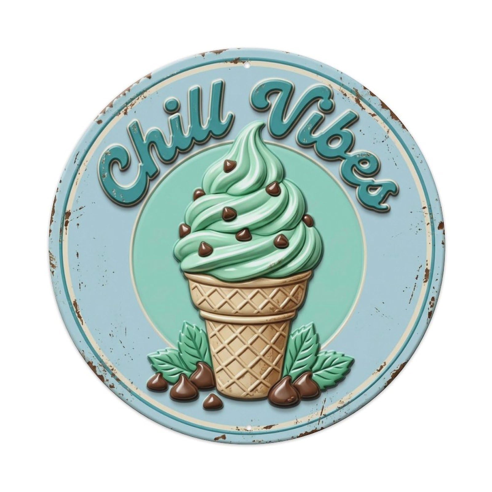 Chill Vibes Cone Vintage Metal Tin Sign