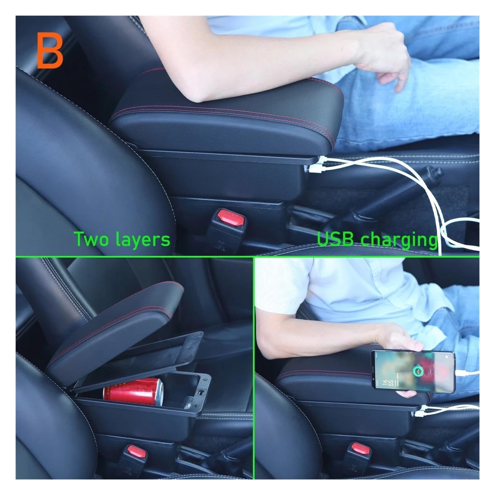 Para Fiat 500 12-2025 Caja Almacenamiento Reposabrazos Coche Reequipamiento