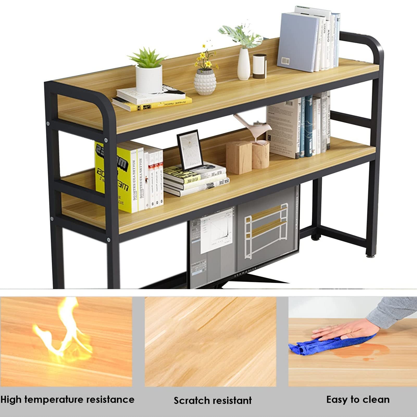 Amazon.co.jp: 2層 デスク上置き棚 - デスクトップの本棚の組織の棚