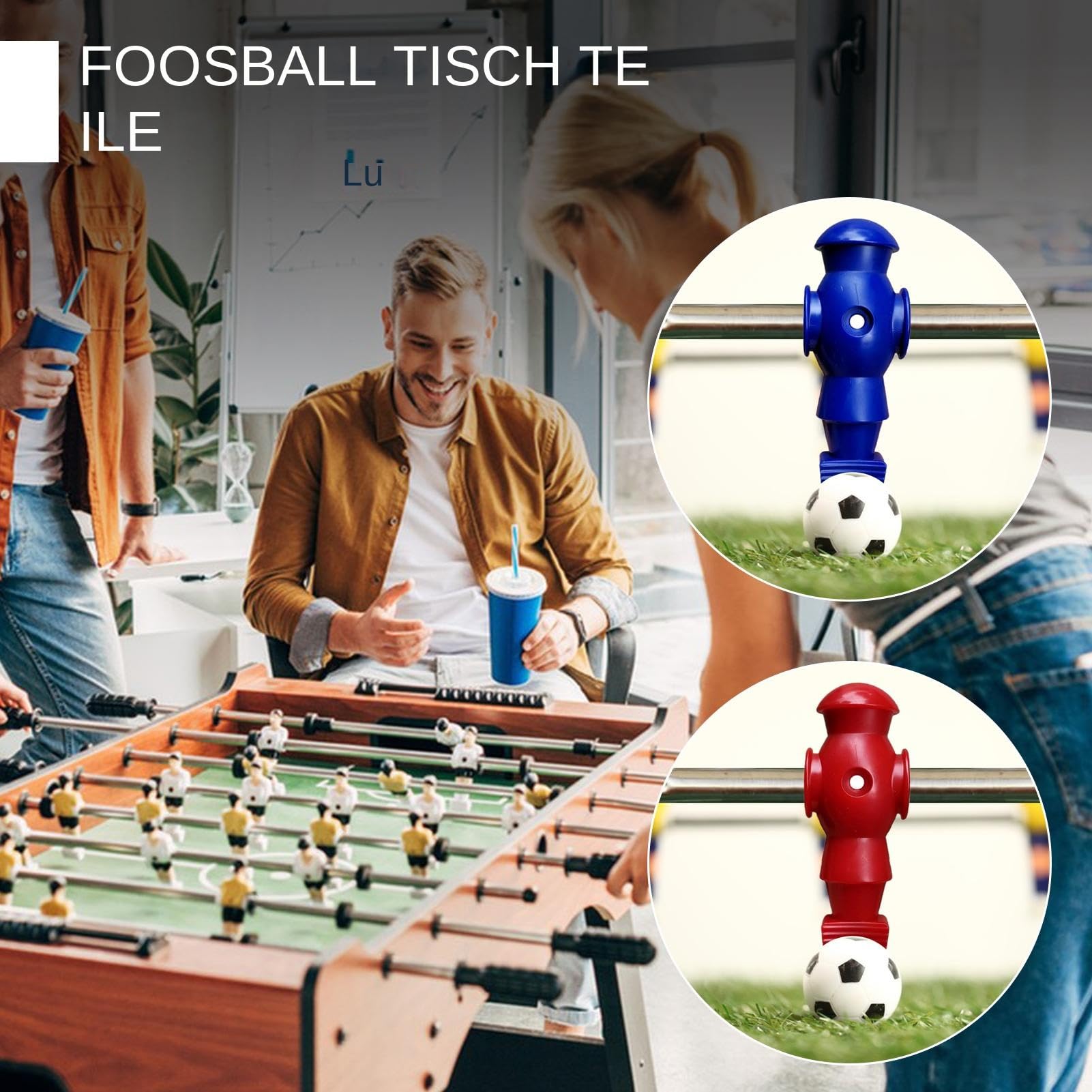 Generisch Footballs Men, 2 colores Tables Football Figures, 9,84 x 7,87 x 3,54 pulgadas, peso ligero y equilibrado, 26 componentes de juego de muñecas pequeñas para accesorios de mesa de fútbol, hogar