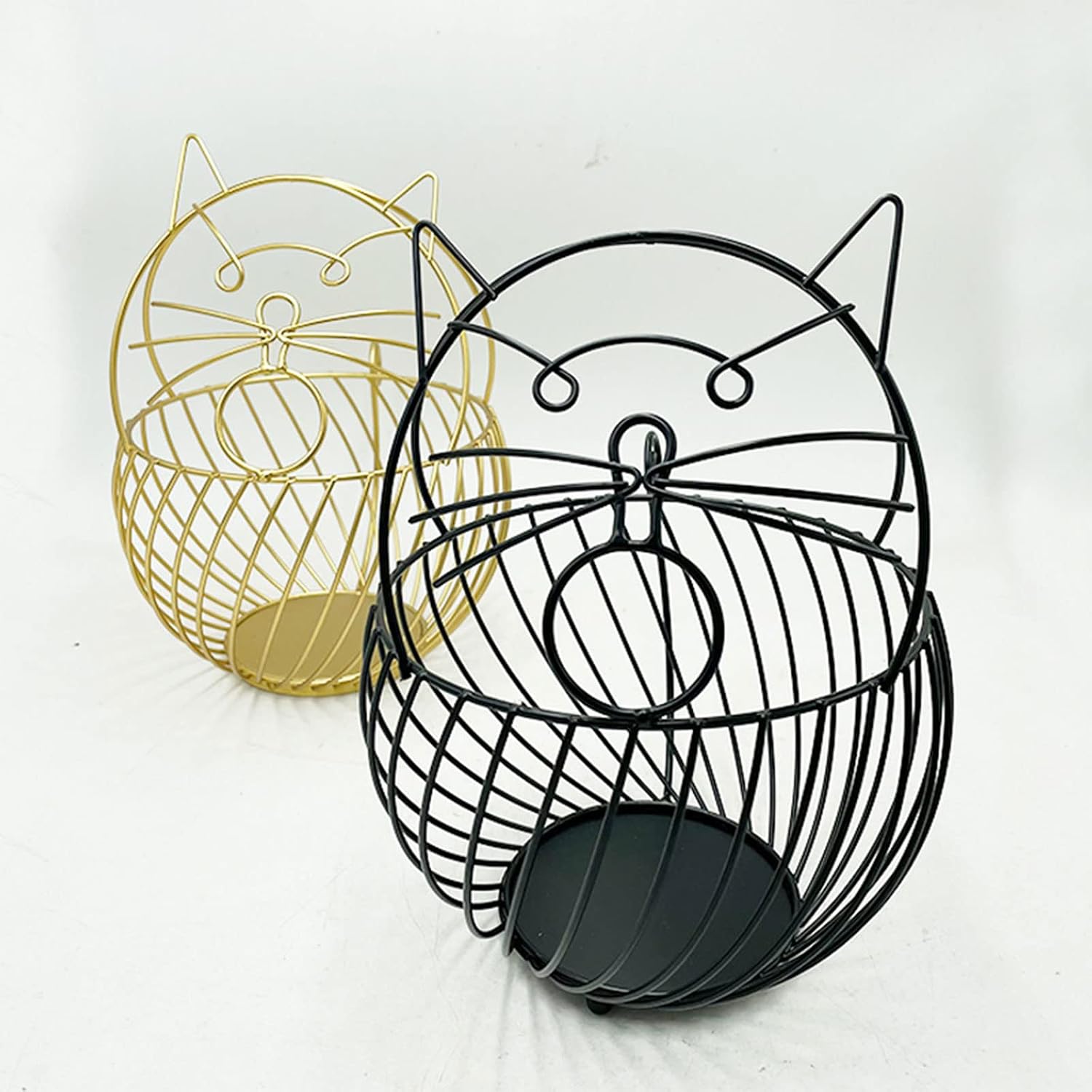Creative for Cat Shape Coffee Storage Basket Hollow Wrought Iron Organizer for Home Cafe Hotel Dining Table
