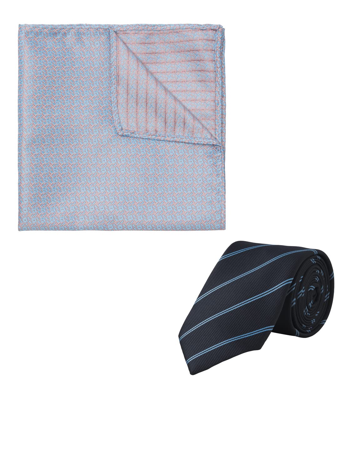 JACK & JONES Men's Jacsummer Tie Giftbox Tie and Bow Tie Set, Pale Blue/Pack:tie + Hankie, One Size