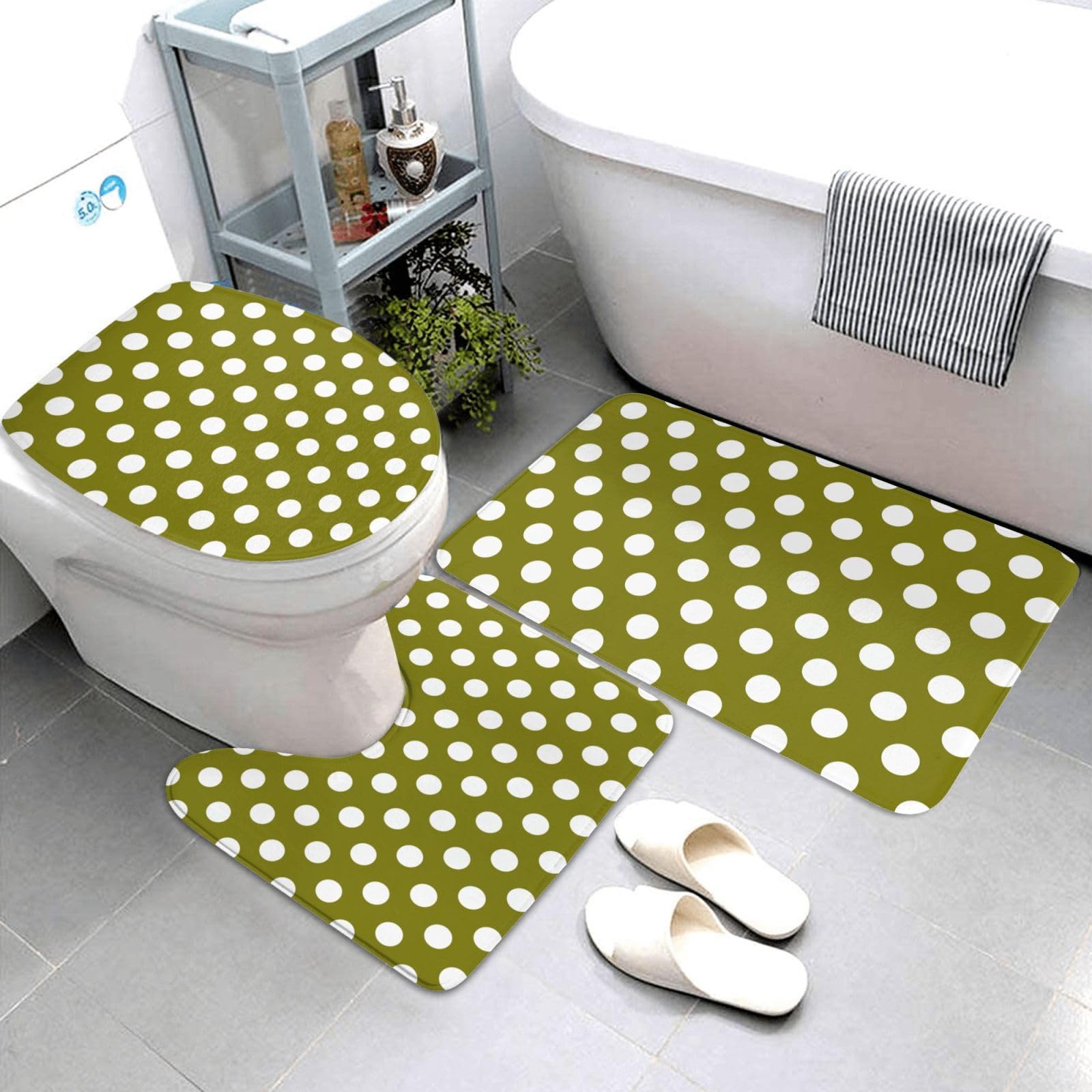 Tapis de contour doux pour toilettes style olive foncé chic