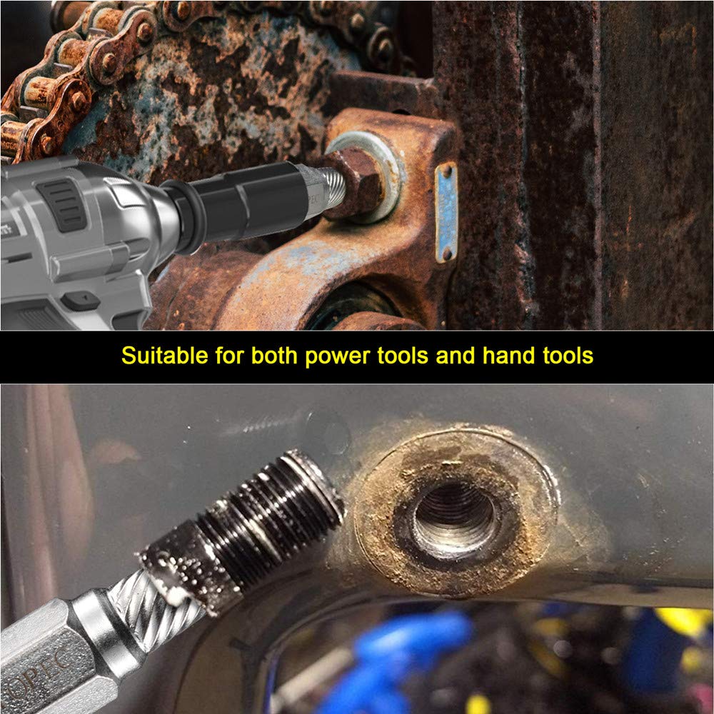 Topec 6Piece Pipe Nipple Extractor Set, Hex Head MultiSpline Easy Out