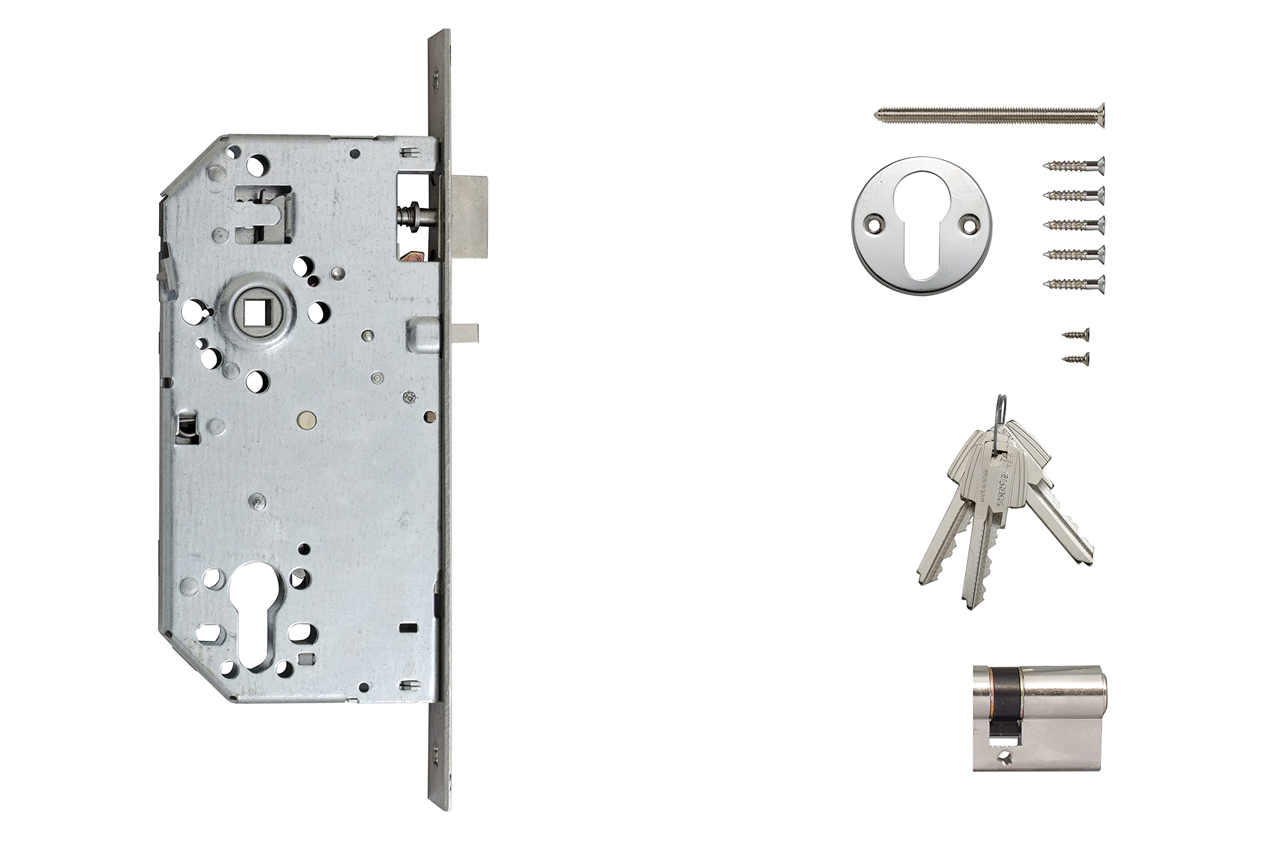 Tesa Assa Abloy 2039F6RAI Cerradura De Embutir Para Puertas De Madera Cortafuegos Con Cilindro Inoxidable Entrada 60 mm/Frente Redondo2039F