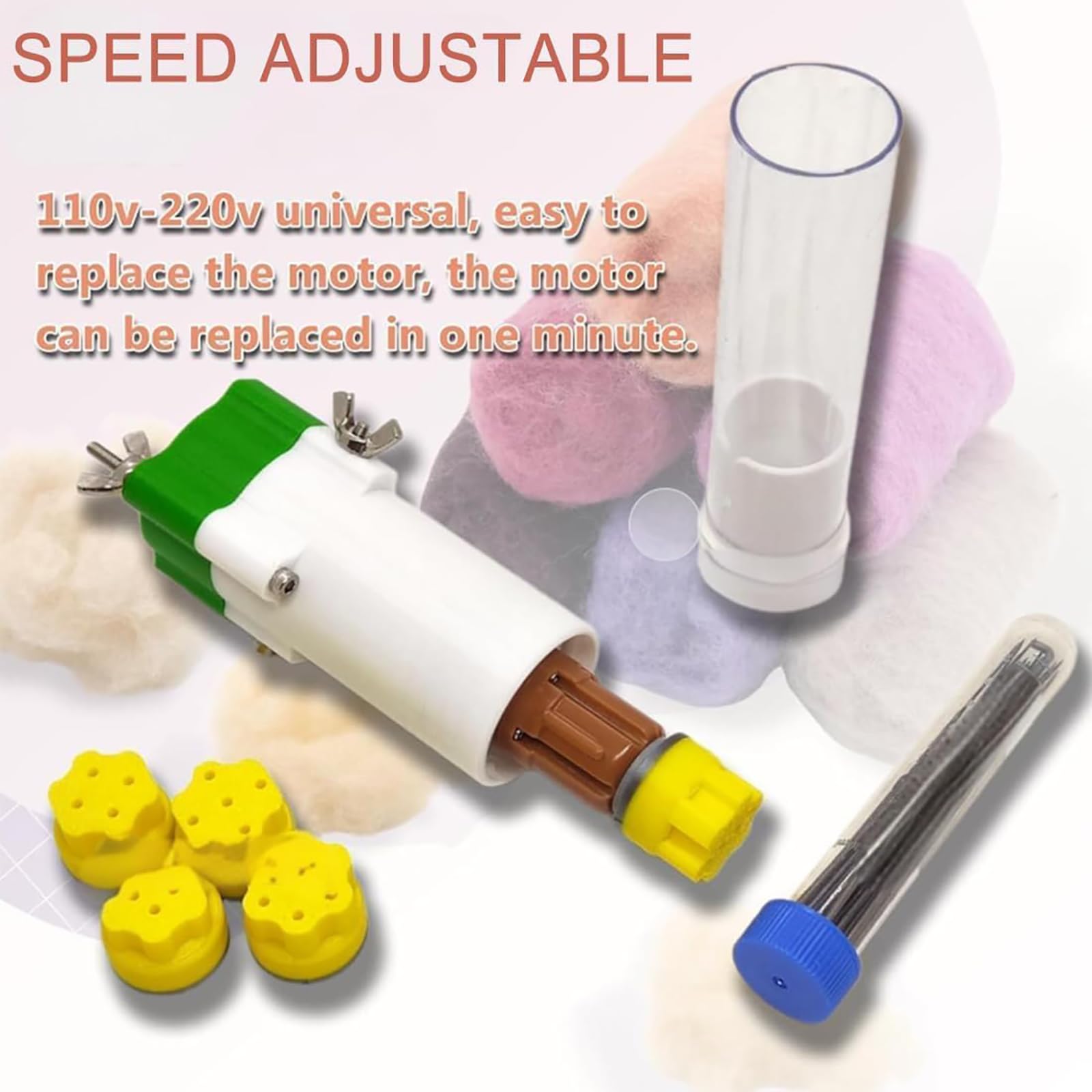 Kit per macchina elettrica per infeltrimento con ago in feltro di lana, strumento per infeltrimento in stile punch, regolazione continua della velocità e infeltrimento rapido, motore sostituito per