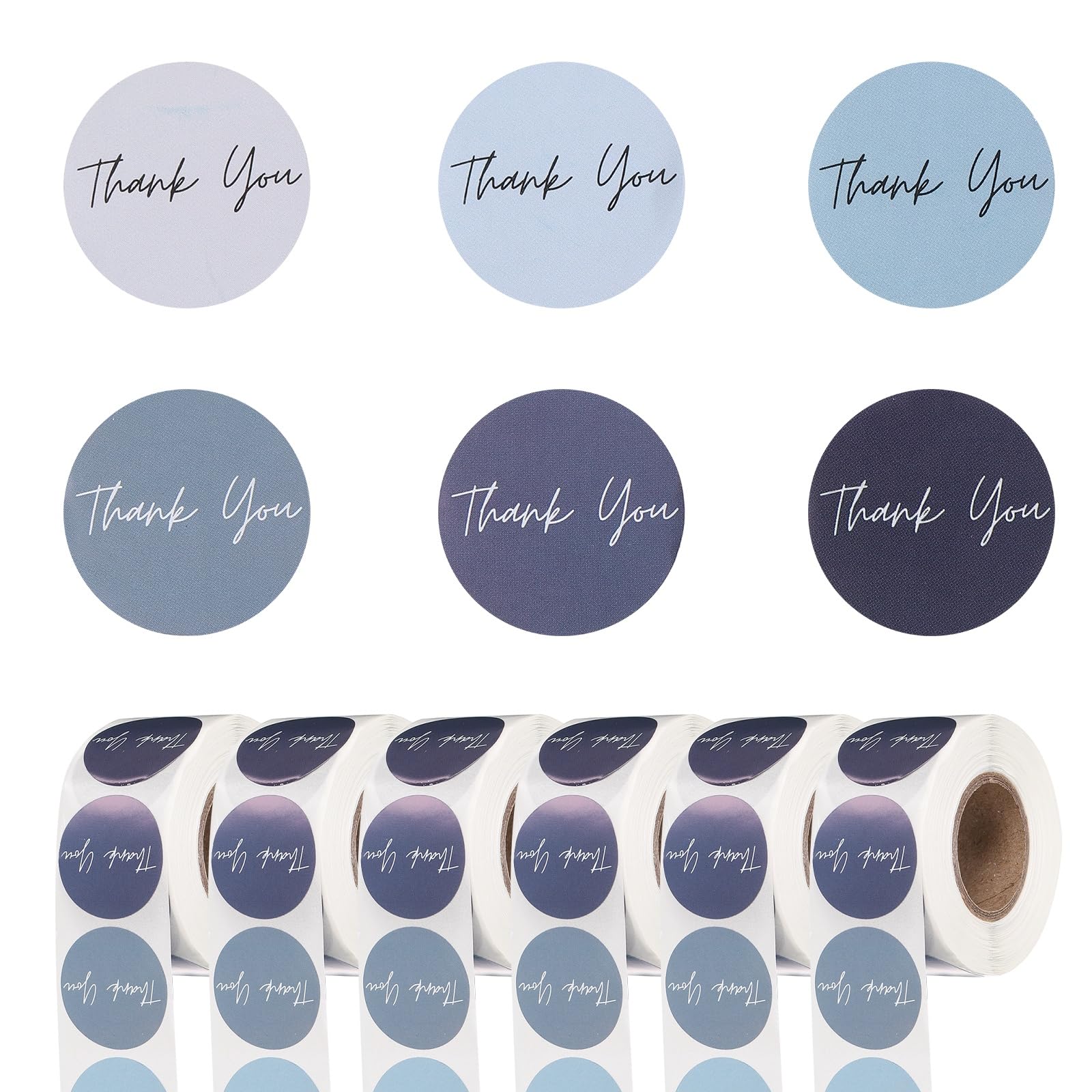 PATIKIL 3000Pcs Thank You Stickers, 1" Round Self-Adhesive Envelopes Seal Labels for Crafts Small Business Invitation Cards Wedding Gift Tag Packaging, Blue Colorful Tone