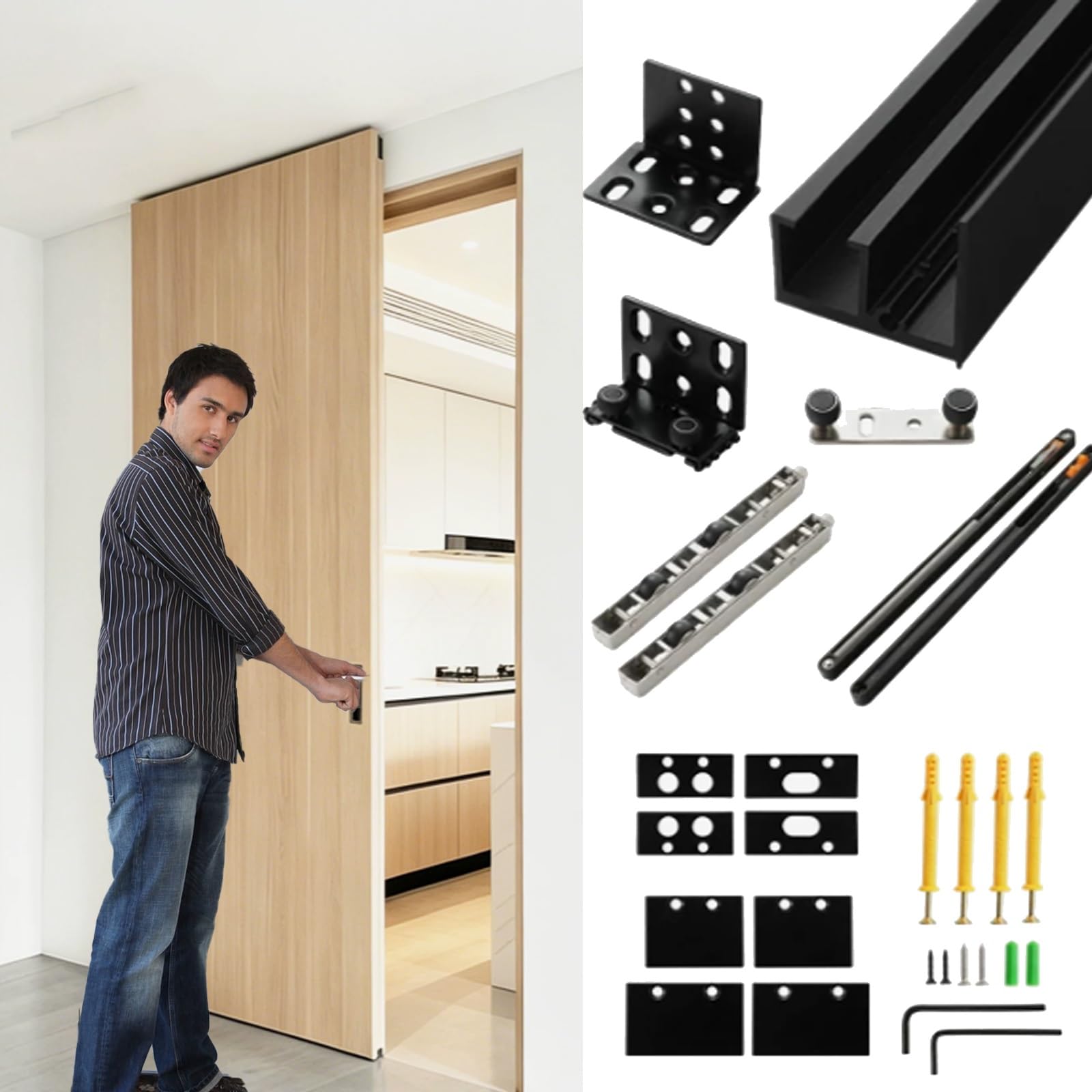 Concealed Barn Door Hardware Kit Slide Smoothly Quietly