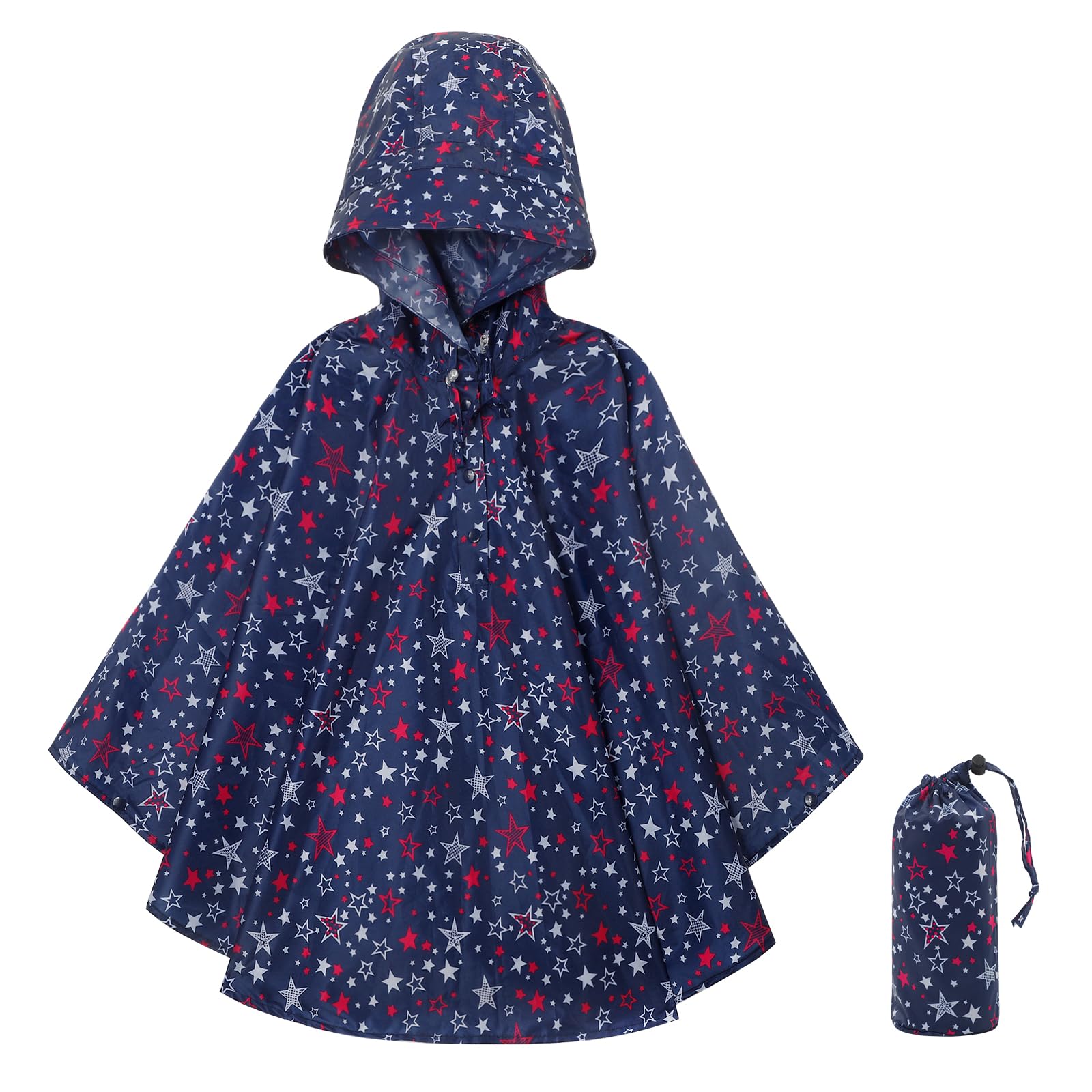 KAKU NANU Poncho Pluie Enfant Imperméable 3-14 Ans Avec Grande Capuche Et Sac De Rangement Cape Pluie Cahouet Fille Garçon Rose Rouge Bleu Jaune