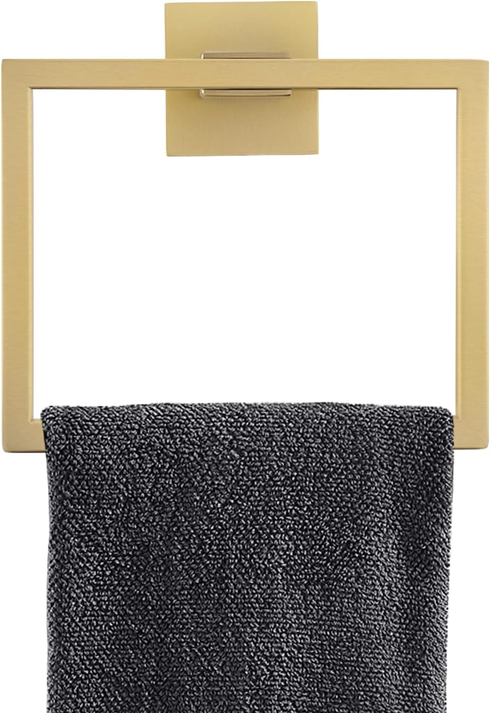 TNOMS Black Towel Ring Modern Square Hand Towel Bar,Towel Holder for Bathroom,Wall Mount Stainless Steel