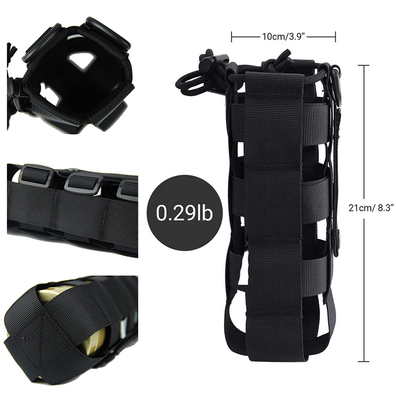 4 Piezas Portabotellas de Agua, Nylon Bolsa Resistente al Agua, Bolsa de Botella de Agua, para Acampar Al Aire Libre Correr Senderismo - 8.3 * 3.9inch